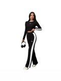Y71635 Cross-border 2026 Spring and Autumn New Casual Sports Suit for Women, Embroidered Wide-Leg Trousers Two-Piece Set