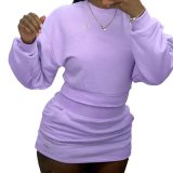Y71634 European and American women's clothing cross-border spring/summer new fashion casual long-sleeve short skirt elegant versatile set