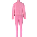 HR24069 European and American women's clothing, cross-border supply, washed top + yoga pants sports casual two-piece set