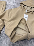 2026 New Spring and Autumn Corduroy Suit for Women, Hooded, High-Waisted, Slim-Fit, Straight-Leg Casual Suit for Women