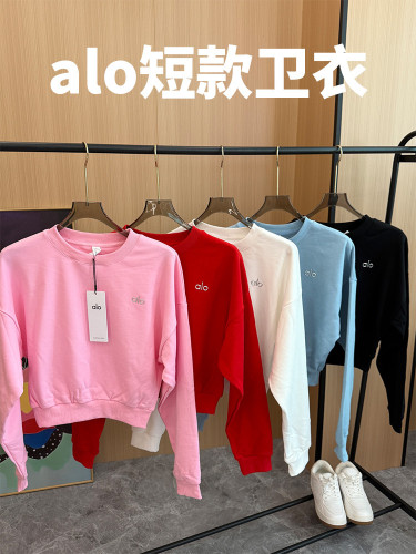 26 Spring Three-Dimensional Letter Crew Neck Sweatshirt for Women, Casual Classic Versatile Sports Yoga Short Top, In Stock