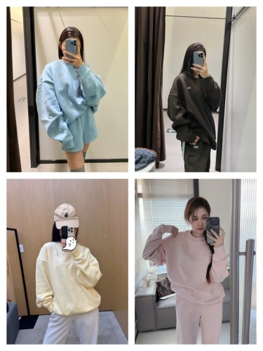 In stock 2025 Spring and Autumn New Lightweight Fleece Casual Sports Round Neck Long Sleeve Sweatshirt Solid Color Simple and Versatile