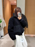 In stock: 2025 winter new lamb wool stand-up collar zip-up short jacket, fleece-lined, warm, sporty casual top