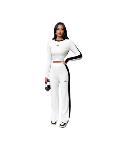 Y71635 Cross-border 2026 Spring and Autumn New Casual Sports Suit for Women, Embroidered Wide-Leg Trousers Two-Piece Set