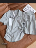 In-stock women's sports suit: polo shirt with shoulder pleats, waist-cinching slimming top, anti-exposure short skirt, yoga wear