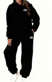 New cross-border American-style women's clothing, hooded fleece-lined autumn and winter sweatshirt and sweatpants, casual letter-print multi-color set