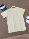 2025 Summer Round Neck T-Shirt with Contrasting Color Cuffs and 3D Letter Embellishments, Loose Fit, Versatile, Women's Casual Short Sleeve, Japanese and Korean Style