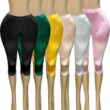 HR25031 European and American fashion women's elastic satin glossy hot pants shorts (fixed price, no price changes)