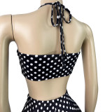 HR26103 European and American fashion women's clothing, halter neck tube top, polka dot print tight-fitting shorts two-piece set for women