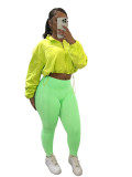 HR24047 European and American casual women's clothing, two-piece set with zipper, elastic buckle, waist-cinching, and drop-shoulder sleeves