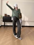 In-stock knitted casual loose drapey pants, comfortable and loose, slimming, versatile high-waisted wide-leg pants