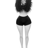 HR25025 European and American fashion casual women's sexy nightclub halter neck strap feather satin two-piece pantsuit