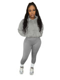HR24069 European and American women's clothing, cross-border supply, washed top + yoga pants sports casual two-piece set