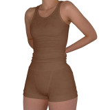 HR23050 European and American women's clothing, cross-border supply, comfortable casual cotton ribbed solid color two-piece set
