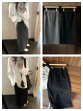 In stock 2025 autumn egg high-waisted drawstring A-line straight mid-length skirt, new early autumn half-skirt, loose, slimming, versatile