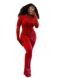 HR24057 European and American sports casual women's clothing, cross-border supply, sexy tight-fitting long-sleeve micro-flared two-piece set
