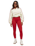 HR25081 European and American fashion women's drawstring waist nylon top and yoga pants sports casual two-piece set