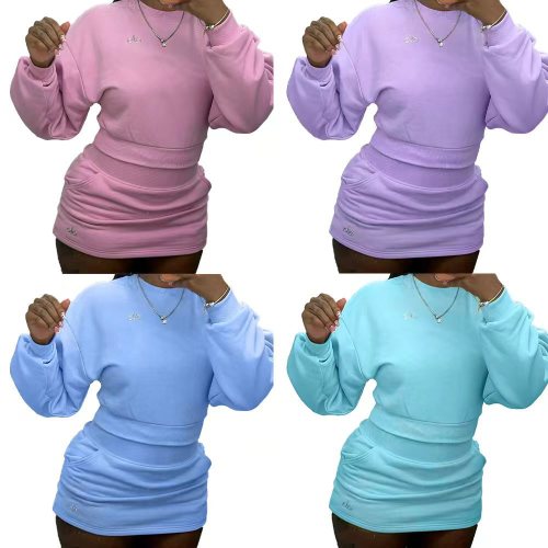 Y71634 European and American women's clothing cross-border spring/summer new fashion casual long-sleeve short skirt elegant versatile set