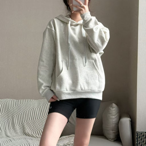 (In-stock from the source factory) Jin Zhimei's same style hooded loose-fit fleece-lined thick versatile pocket pullover