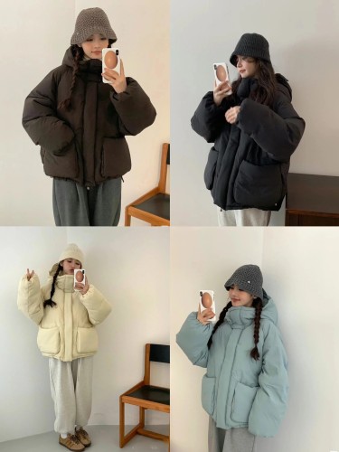 In stock 2025 winter egg down jacket, Korean style, loose fit, warm, fleece-lined, hooded down jacket, loose and versatile, fashionable