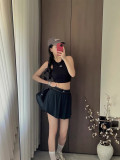 Spring and summer new sports style anti-exposure fitness classic short skirt outdoor casual yoga elastic waist tennis skirt