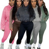 HR24069 European and American women's clothing, cross-border supply, washed top + yoga pants sports casual two-piece set