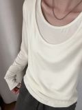 In stock Spring/Summer Korean Dongdaemun Oli faux two-piece cashmere base shirt with a relaxed drape, casual and versatile top