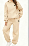 New cross-border American-style women's clothing, hooded fleece-lined autumn and winter sweatshirt and sweatpants, casual letter-print multi-color set