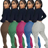 HR23101 European and American women's clothing, fluffy texture, breathable, high elasticity, fashionable, casual, versatile, slim-fit stacked pants