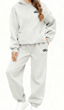 New cross-border American-style women's clothing, hooded fleece-lined autumn and winter sweatshirt and sweatpants, casual letter-print multi-color set