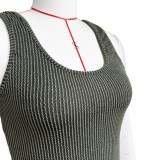 HR24030 European and American women's clothing, super elastic twisted stripe jumpsuit + utility pocket short skirt set