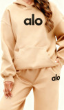 New cross-border women's clothing: hooded fleece-lined autumn and winter sweatshirt and sweatpants, fashionable casual letter-print multi-color set