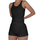 HR23050 European and American women's clothing, cross-border supply, comfortable casual cotton ribbed solid color two-piece set