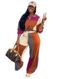 HR24067 European and American sports casual women's clothing, cross-border supply, color-blocked, contrasting color, waist-cinching two-piece set