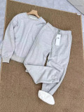 In stock: 2025 Fall/Winter fleece-lined crew neck sweatshirt + fleece-lined drawstring cuffed long pants, warm and versatile
