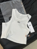 In-stock ribbed short vest with letter print, yoga waist utility style, suitable for sports, running, fitness, daily wear, can be worn as an inner or outer layer