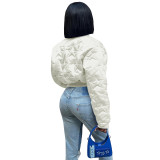 HR23092 European and American women's clothing, cross-border supply, star-embossed thumb-snap padded thick warm jacket