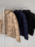 In stock 2025 Winter RL Ralph Lauren Embroidered Horse Logo Stand Collar Double Button Hooded Down Jacket, Cold-Proof, Warm, Casual, Versatile
