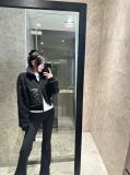 In stock: 2025 winter new lamb wool stand-up collar zip-up short jacket, fleece-lined, warm, sporty casual top