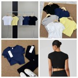 Sports and fitness yoga wear short-sleeve blouse T-shirt, summer women's short cropped top, breathable and comfortable