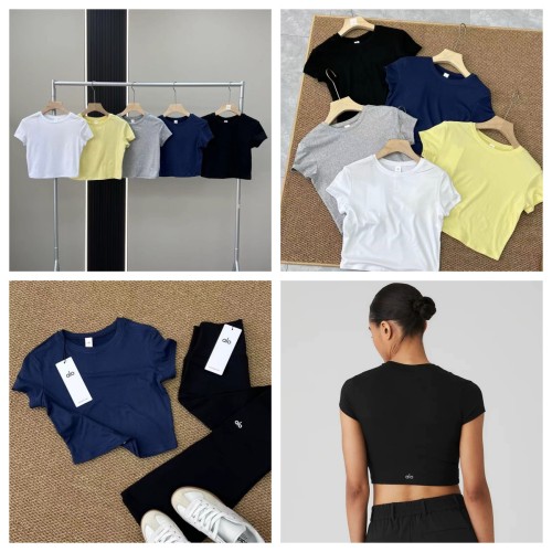 Sports and fitness yoga wear short-sleeve blouse T-shirt, summer women's short cropped top, breathable and comfortable