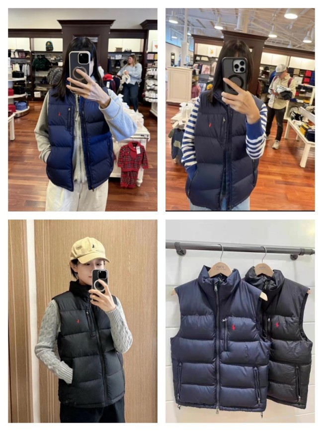 In stock 25 Fall/Winter RL Ralph Lauren classic pony embroidered stand-up collar sleeveless down vest for warmth and protection