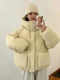 In stock 2025 winter egg down jacket, Korean style, loose fit, warm, fleece-lined, hooded down jacket, loose and versatile, fashionable