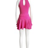HR24021 European and American women's clothing, high-stretch fabric, twisted strap sleeveless dress (with safety shorts)