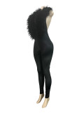 HR25058 European and American fashion casual women's clothing Elegant feather deep V halter neck stretch satin jumpsuit for women