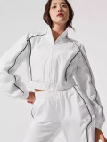 In-stock yoga slimming casual sports suit, long-sleeve cardigan, sun protection jacket + wide-leg shorts, light and comfortable