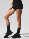 In-stock knitted shorts for women, summer casual letter-print sports running fitness yoga high-waisted three-quarter pants