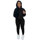 HR8197 European and American women's clothing, independent website supply, autumn and winter fleece-lined drawstring hooded two-piece set
