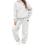 New cross-border American-style women's clothing, hooded fleece-lined autumn and winter sweatshirt and sweatpants, casual letter-print multi-color set