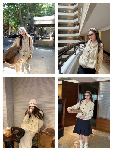 In stock: 2025 autumn new arrival, chunky knit handmade heavy-duty cable knit cardigan, loose, comfortable, and warm
